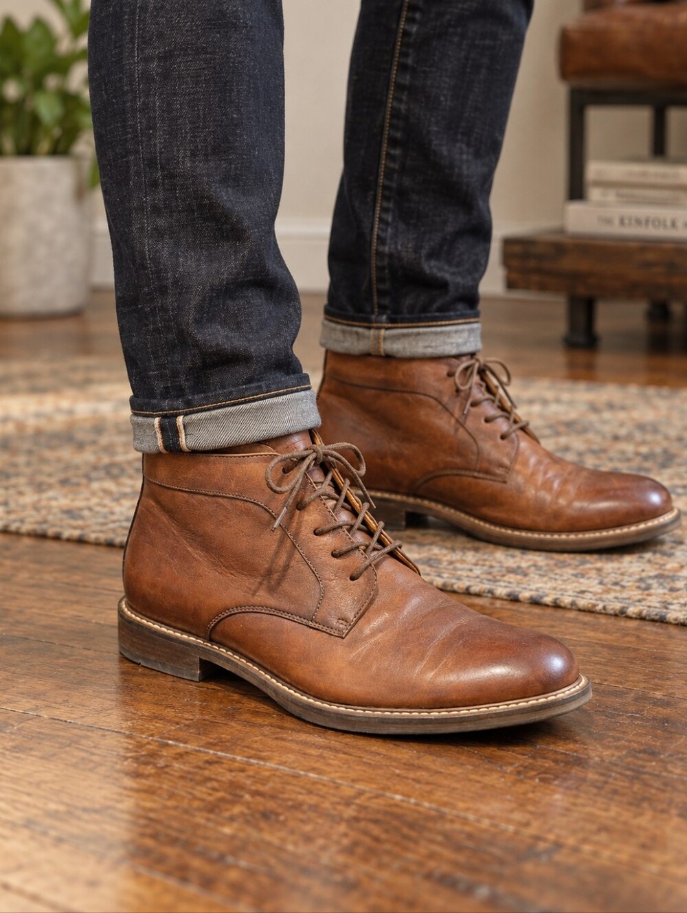 Pegabo Chukka Boots Size 44 US 9.5-10 Brown Leather Lace Up EUC